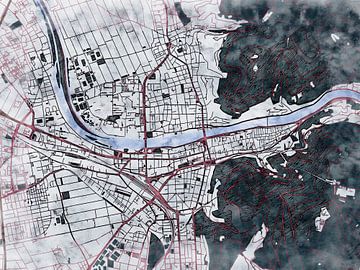 Kaart van Heidelberg in de stijl 'White Winter' van Maporia