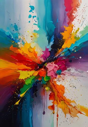 Dynamische kleurrijke explosie in abstracte stijl