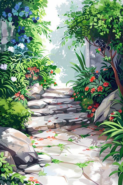 Stone Path in Flowering Garden by Imperial Art House
