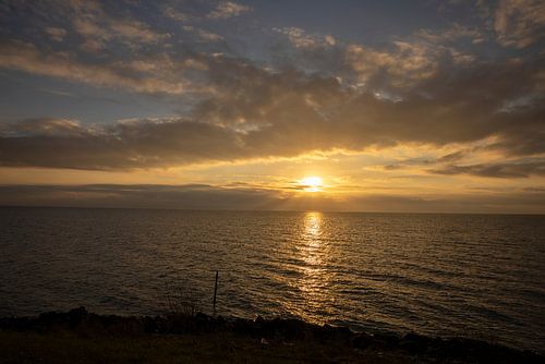 Atmospheric sunset at the IJsselmeer