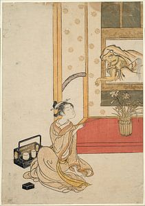 Suzuki Harunobu  - Giving Daruma a Smoke