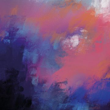 Abstract in roze, oranje en blauw van Studio Allee