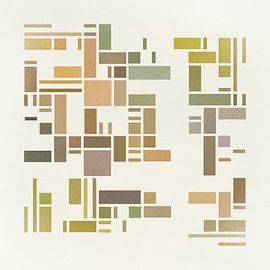 Geometric abstract and figurative work in natural tones by Emiel de Lange