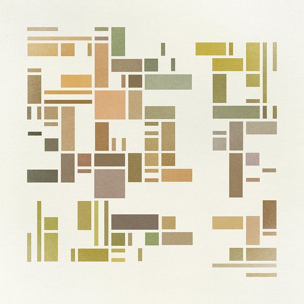 Geometrisch abstract en figuratief werk in natuurlijke tinten van Emiel de Lange
