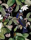 Blauwe exotische vogels in de nachttuin van Floral Abstractions thumbnail