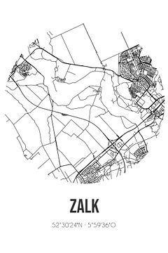 Zalk (Overijssel) | Karte | Schwarz und Weiß von Rezona