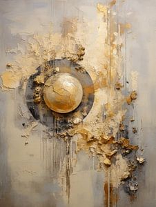 Abstract painting in beige and gold – Textured art