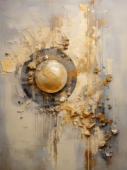 Abstract schilderij in beige en goud – Textuurkunst