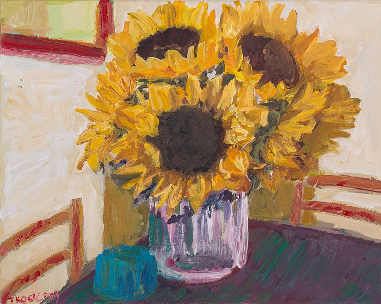 Sonnenblumen in Vase von Tanja Koelemij