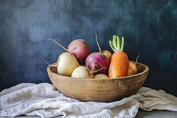 Légumes frais dans un bol en bois