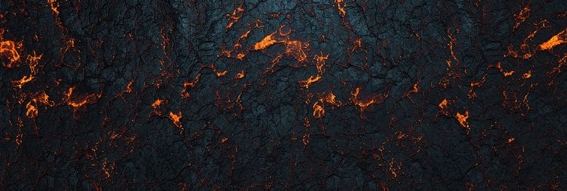 Textuur van een lavasteenoppervlak met scheuren van een gloeiende magmamassa van Besa Art