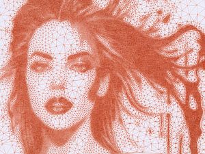 Plotterkunst van een abstract portret van een vrouw