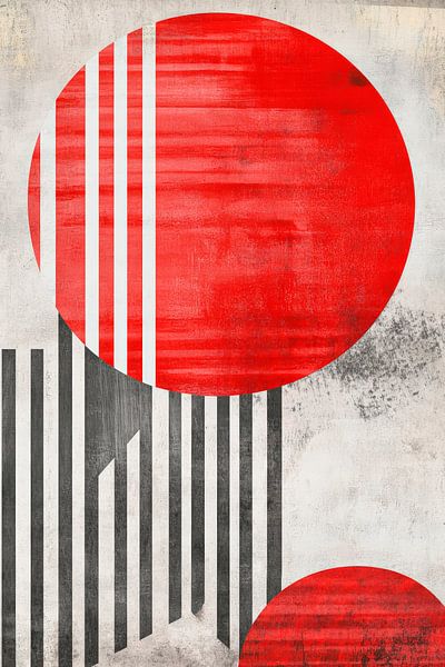 Geometrische Komposition in Rot und Schwarz von Poster Art Shop