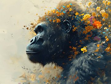 Flora's Beholder - Gorilla - The Wild Blossom Portrait sur Eva Lee