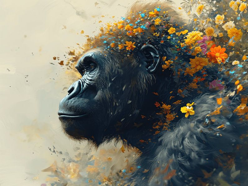 Flora&#039;s Beholder - Gorilla - Das Wildblütenporträt von Eva Lee