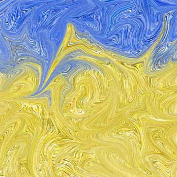 Blauw geel abstract van Maurice Dawson