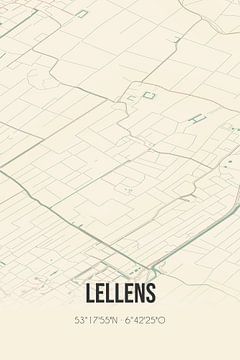 Vintage landkaart van Lellens (Groningen) van Rezona
