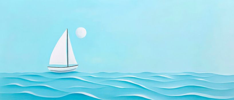 Voilier sur une eau bleue et calme par Poster Art Shop