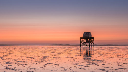 Une soirée à la maison des gardiens des vasières « De Kalkman », sur l'Engelsmanplaat, dans la mer des Wadden