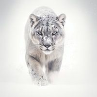 Der Schneepanther in einem weißen Königreich