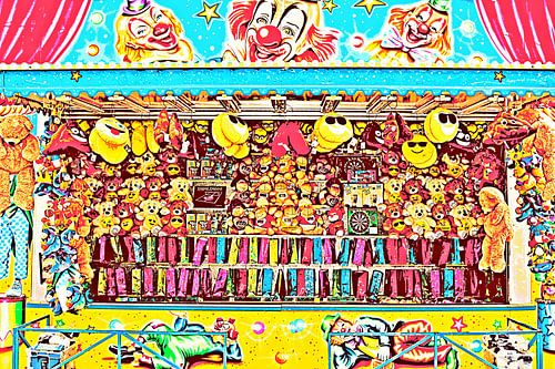 a colourful fairground lottery booth mixed media