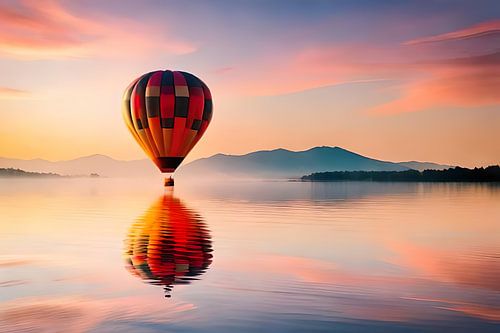 Ballon im Abendlicht auf dem See