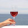 Hand van vrouw met glas rode wijn van Melissa Peltenburg