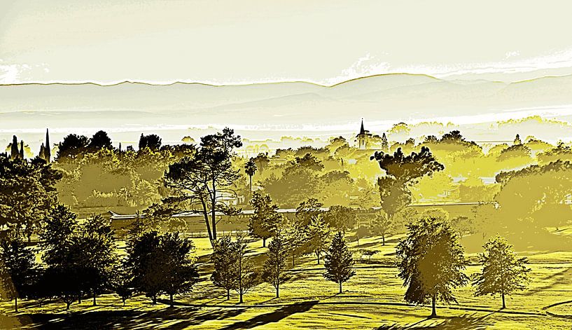 Brouillard au-dessus de Cérès dans la lumière du matin mixed media par Werner Lehmann
