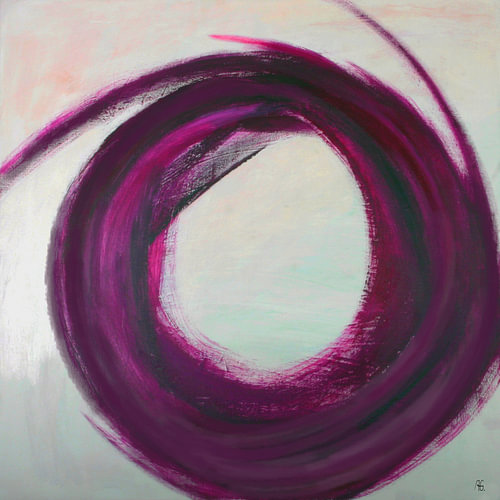 Bewegung - Minimalistisches Gemälde in Violetttönen