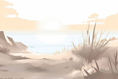 Beige Malerei Calm Serenity | Landschaft