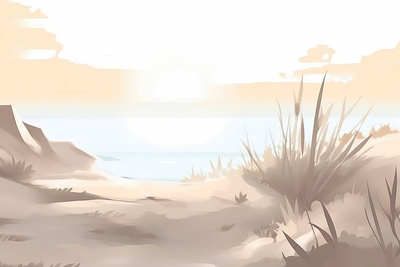 Beige Malerei Calm Serenity | Landschaft von Blickfänger Gemälde