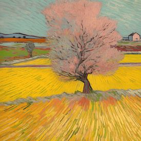 Landschap met boom in van Gogh-stijl_landscape van Ton Kuijpers