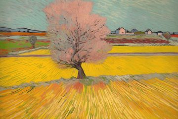 Landschap met boom in van Gogh-stijl_landscape van Ton Kuijpers