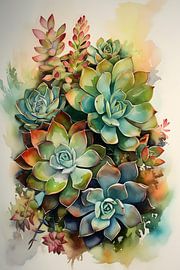 Aquarell Sukkulenten von NJ Midnight Studio
