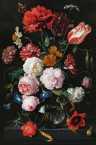 Stilleven met bloemen in een glazen vaas, Jan Davidsz. de Heem, 
