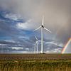 Eemshaven wind farm with rainbow by Peter Bolman