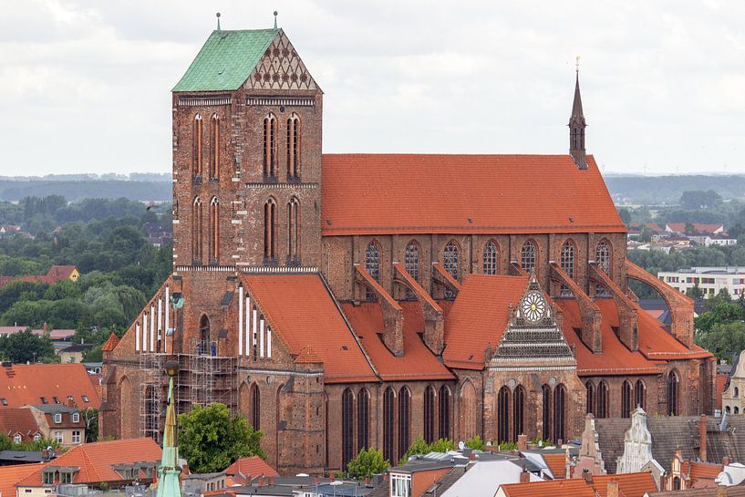 Luftaufnahme von der St.Nikolai Kirche in der Hansestadt Wismar von Reiner Conrad