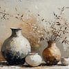 Wabi-Sabi-Japandi-Keramik mit Blütenzweigen. von J.a Dijkstra