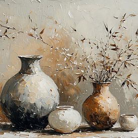 Wabi-Sabi-Japandi-Keramik mit Blütenzweigen. von J.a Dijkstra