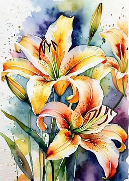 Lily Watercolor Flower Art