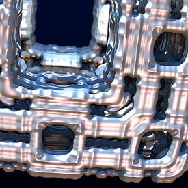 Silver abstract perforated grid by Frank Heinz