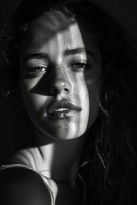 Black and white portrait of a woman