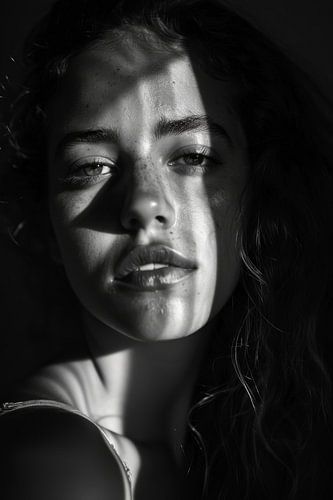 Portrait en noir et blanc d'une femme
