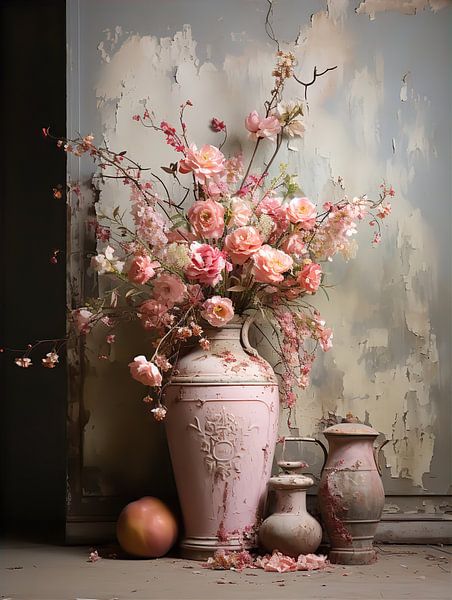Brocante Pink Peonies van Bianca Bakkenist