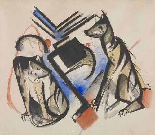 Zwei Wölfe (1913) von Franz Marc