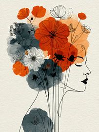portrait of a woman with flowers by Egon Zitter