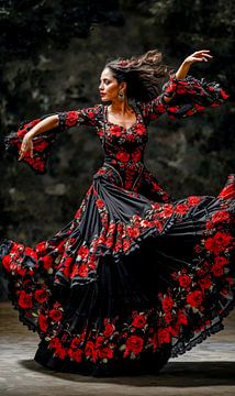 Roses in the wind: the whisper of flamenco by Klaus Tesching - Art-AI