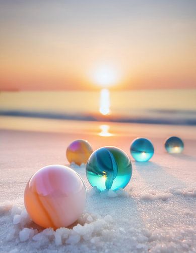 Dromerige magie bij zonsondergang: knikkeren op het strand