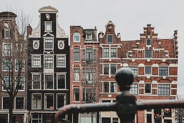 Grachtenpand aan de Prinsengracht Amsterdam van Johnny van der Leelie