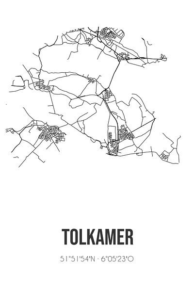 Tolkamer (Gelderland) | Landkaart | Zwart-wit van Stad & Wand